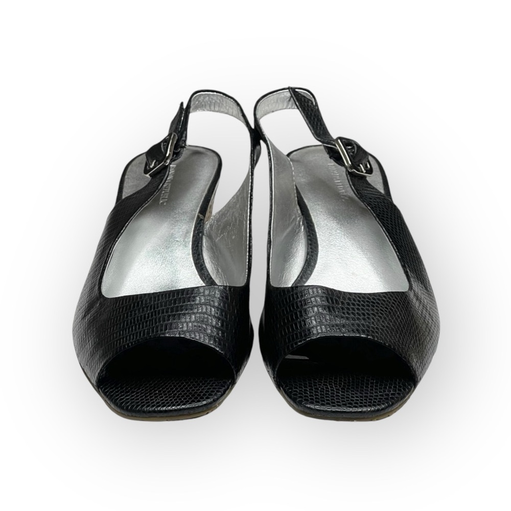 Banana Republic ❁ Leather Peep Toe Slingback Sandal Straw Espadrilles ❁ Black ❁ - Picture 8 of 16